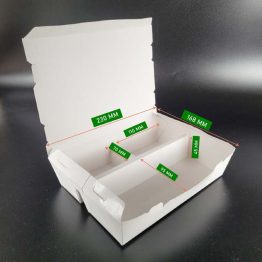 Paper Lunch Box 3 Compartment White Eco-Friendly Food Packaging