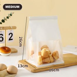 Bread Window Bag 160 x 260 mm + 130 mm White with Tin Tie and Standing Pouch