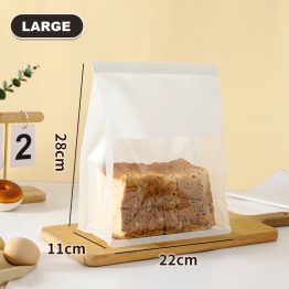 Bread Window Bag 220 x 280 mm + 110 mm White with Tin Tie and Standing Pouch