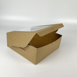 Brown Kraft Cake Box with L Shape Window 8x8x3 inch