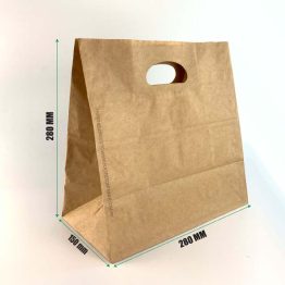Paper Bag with Die Cut Handle for Restaurant and Cafe Food Delivery