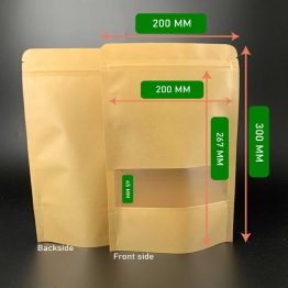 XL kraft brown pouch bag 300x200+50mm with zipper for bulk packaging
