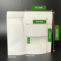Kraft white zipper pouch bag 170 x 240 mm eco-friendly packaging for cookies, coffee, tea, and chocolates