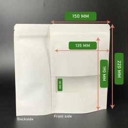 Kraft white zipper pouch bag 150 x 220 mm eco-friendly packaging for cookies, coffee, tea, and gifts