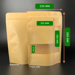 XXL kraft brown pouch bag 350x230+50mm with zipper for bulk food packaging