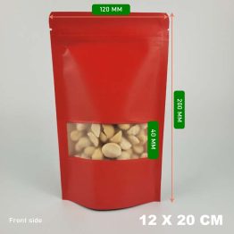 Red kraft zipper pouch bag 120 x 200 + 40 mm for Chinese New Year and Christmas gifts