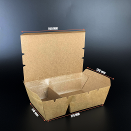 Paper Lunch Box 2 Compartment Brown Big Tree Brand Eco-Friendly Food Packaging