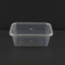 Microwaveable PP rectangle food container MS2A with C19 lid – 515ml