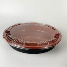 OK2 Round Sushi Box with Lid and Red Base