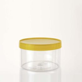 yellow lid clear container