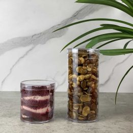 Clear cylinder container display