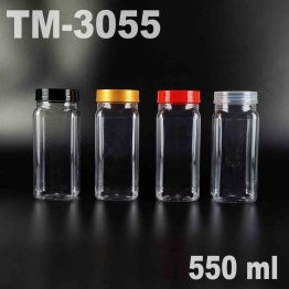 PET Bottle TM-3055 550ml square jar with lid for cookies and snacks
