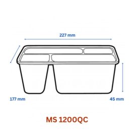 MS1200QC 4-compartment rectangular container with C13HT lid
