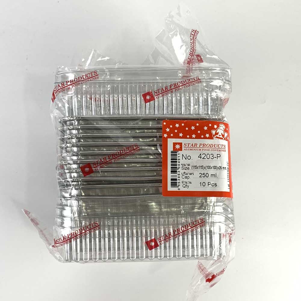 Foil container square 4203-P 250ml with plastic lid for food packaging Malaysia Singapore