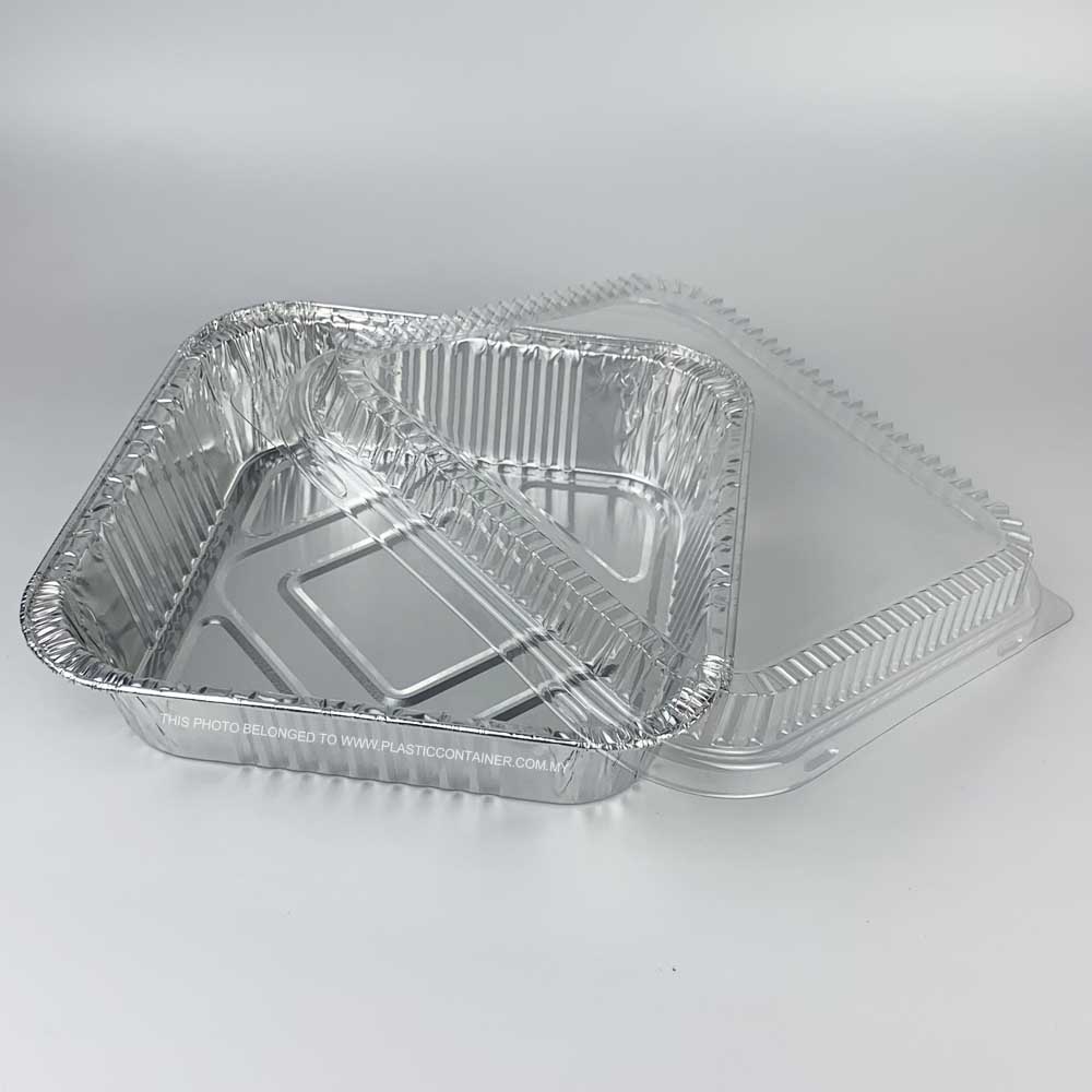 Foil container square 4483-P 1360ml with plastic lid for catering and takeaway Malaysia Singapore
