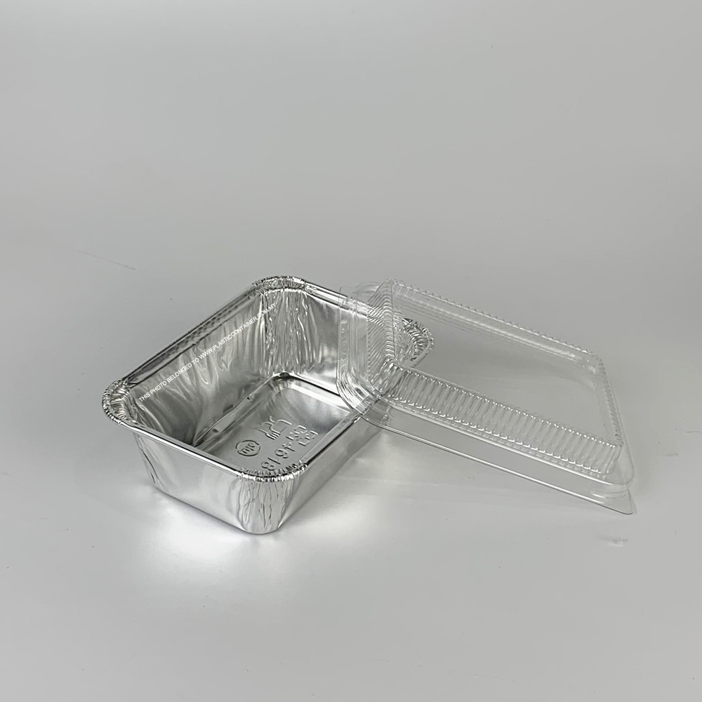 Foil container rectangular 4618-P 160ml with plastic lid for food packaging Malaysia Singapore