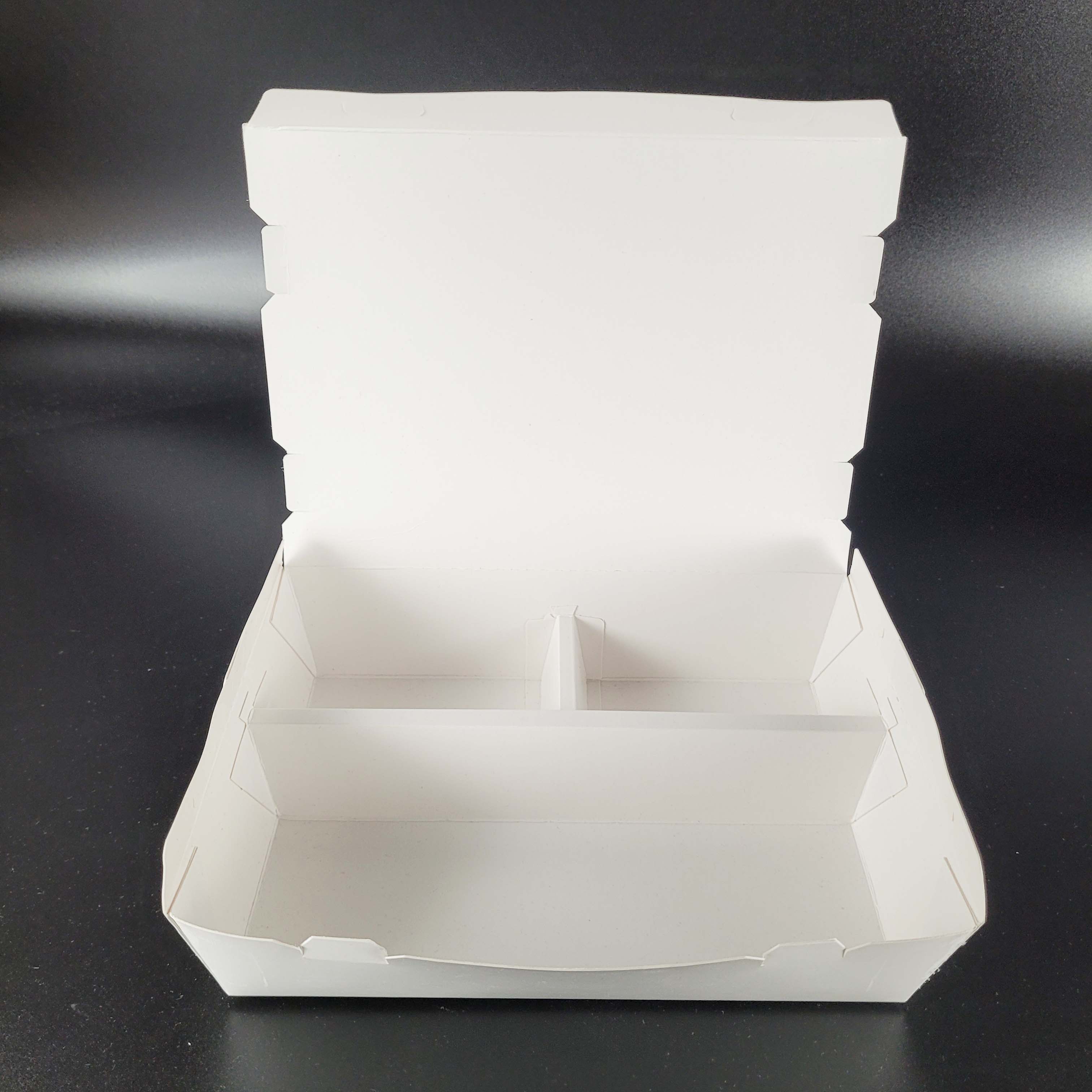 Paper Lunch Box 3 Compartment White Eco-Friendly Food Packaging
