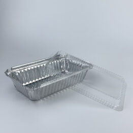 Star Brand 4423-P Rectangular Foil Container with Plastic Lid
