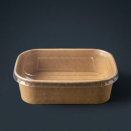 Kraft lunch box with PET lid 500ml takeaway container