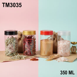 PET Bottle TM-3035 with Lid – 350ml Cylinder Jar for Cookies and Tidbits