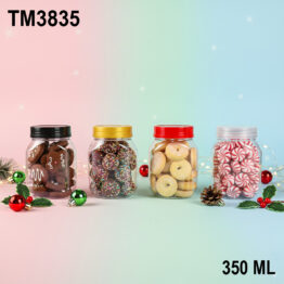PET Jar TM3835 350ml with lid for snacks, chocorice, jams, and wedding gifts