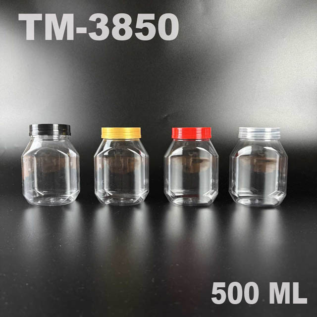 PET Jar TM3850 with Lid – 500ml clear jar for dates, cookies, nuts, sauces, and snacks