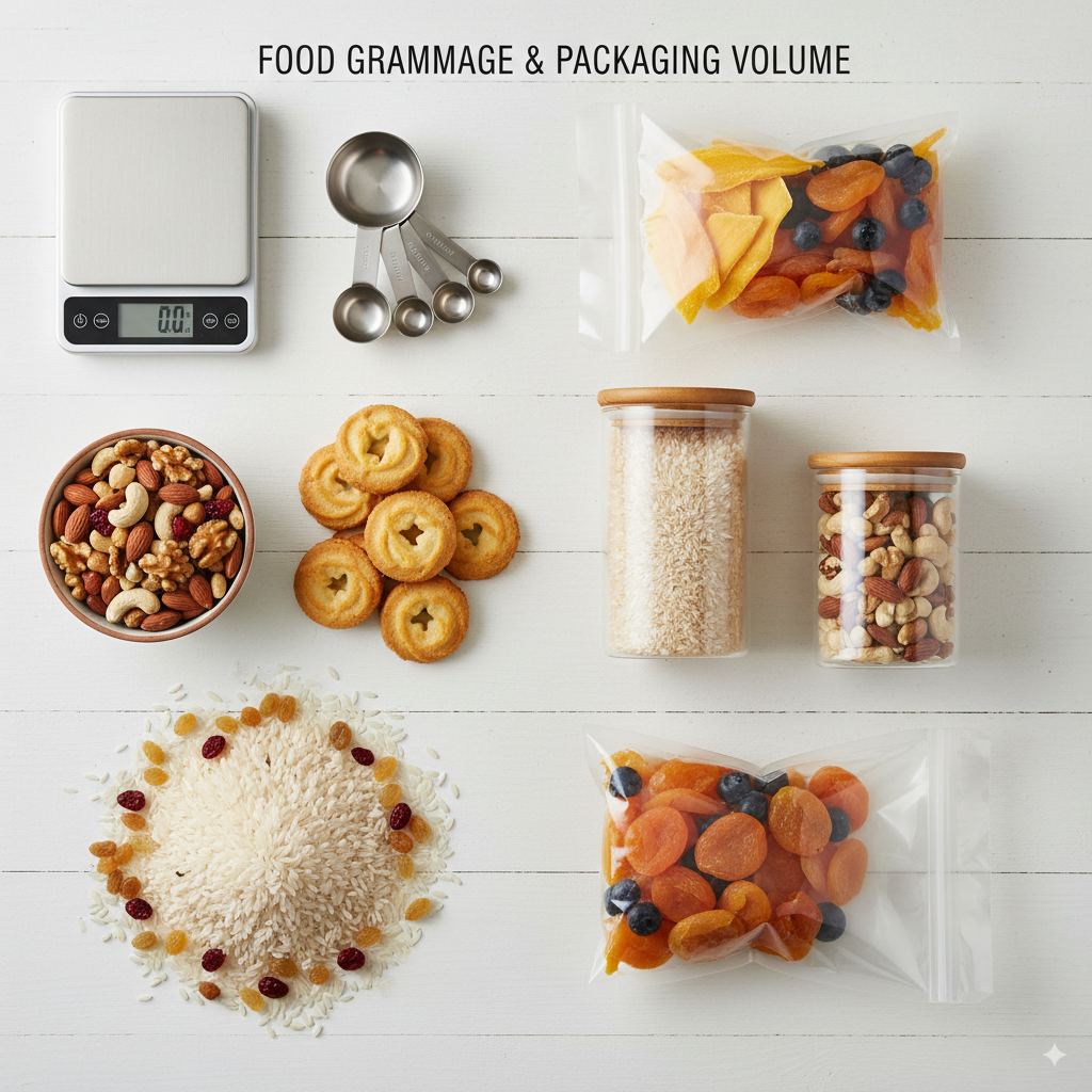 food volume to grammage calculation
