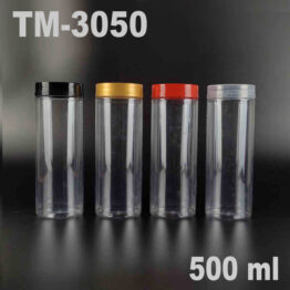 PET Bottle TM-3050 500ml cylinder jar with lid for cookies and snacks