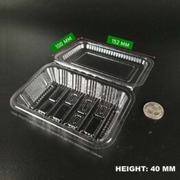 OPS EC-1H clear clamshell food box with lock for desserts and sushi