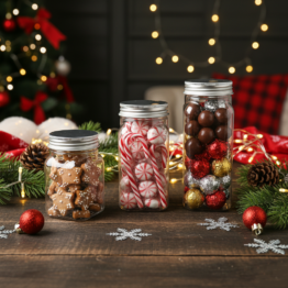 PET bottle with silver metal lid Christmas gift packaging