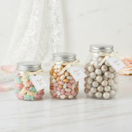 PET jar with silver metal lid and rubber gasket wedding gift