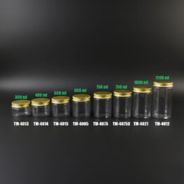 gold metal lid pet jar 4013 to 4012 PET jar with gold aluminium lid for Arab Kurma dates packaging