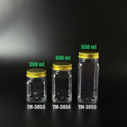 tm3053-tm3054-tm3055-with gold metal lid PET jar with gold aluminium lid 300ml 400ml 550ml