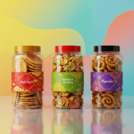 PET Jar 3600ML with red gold black clear lid for festive snack packaging